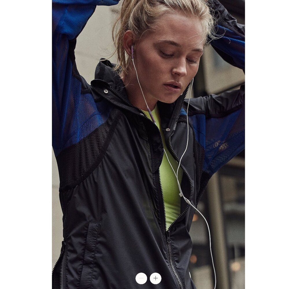 NWT Fp Movement by Free People June Moto Layering Windbreaker Hooded Jacket XS